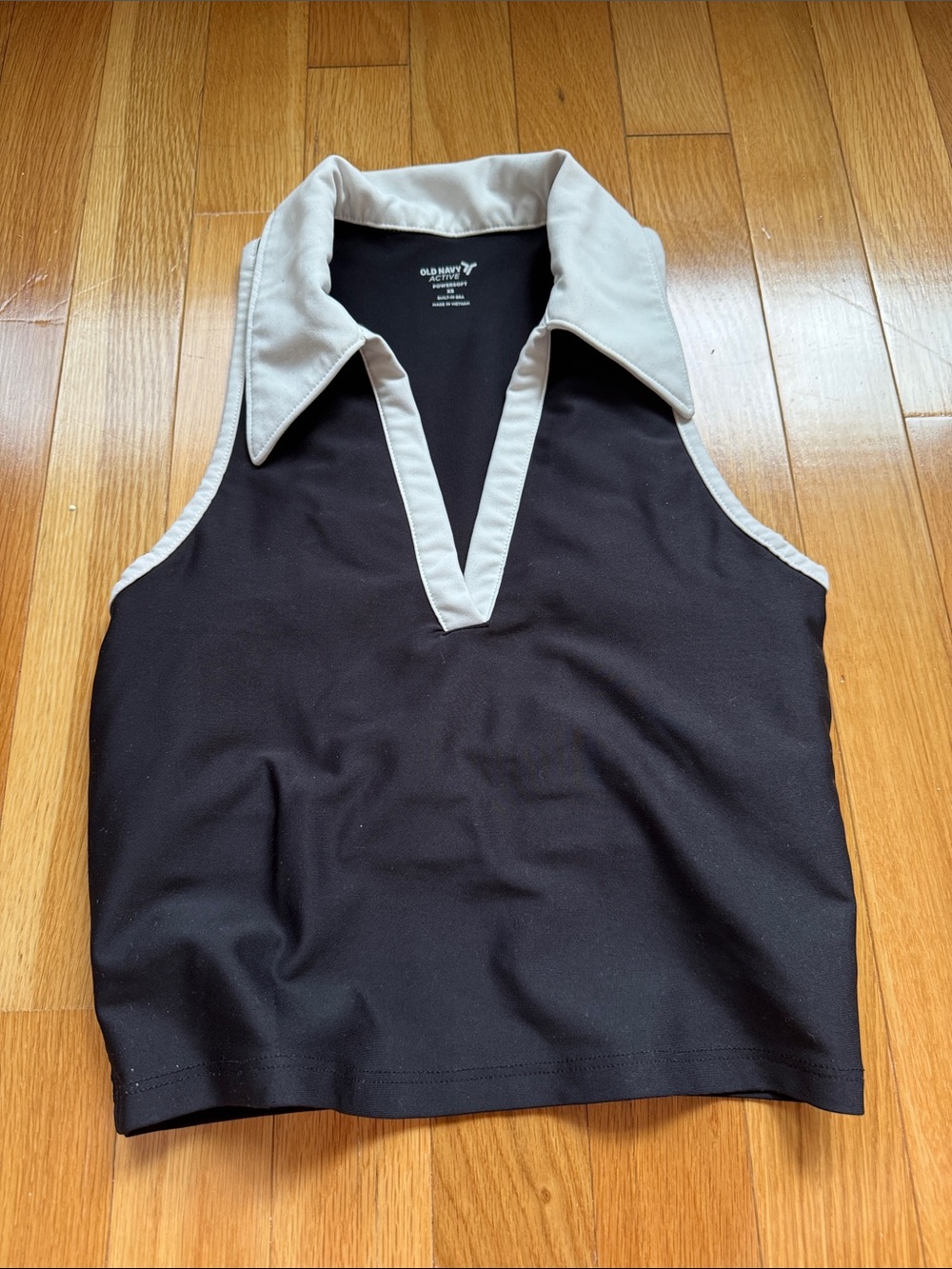 Old Navy Black Sleeveless Top with white Trim Collar
